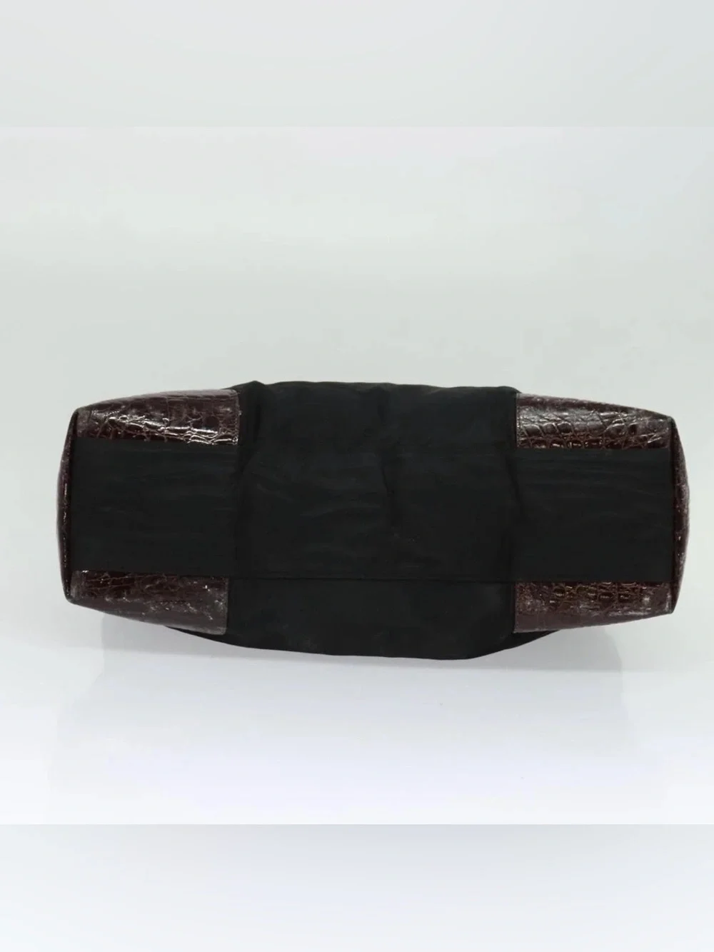 👜 PRADA Nylon Black Brown handbag Authentic Zip Fall Winter